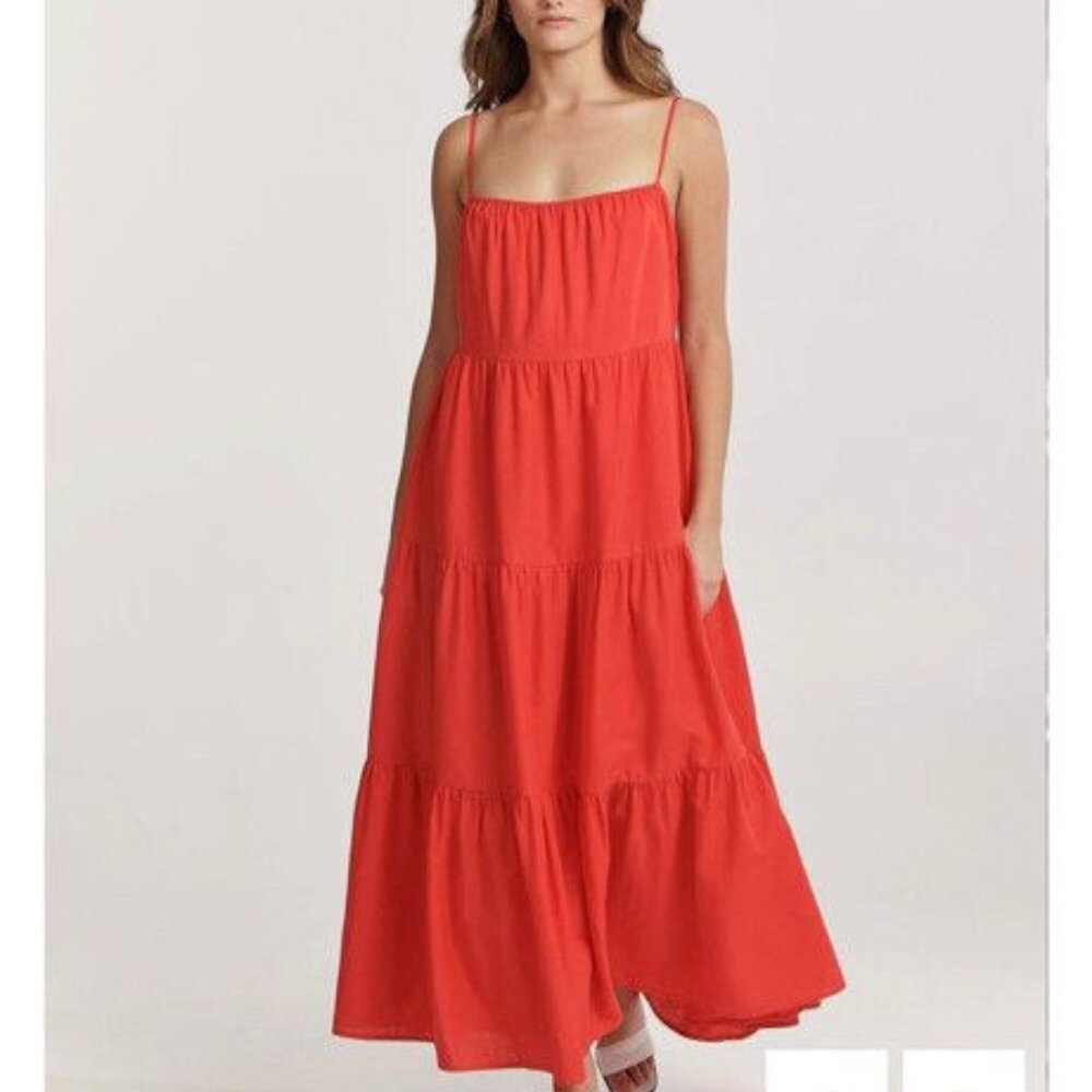 Anthropologie Charlie Holiday Jenna Linen Blend Maxi Dress Oversize Size 10 NWT - Picture 3 of 14